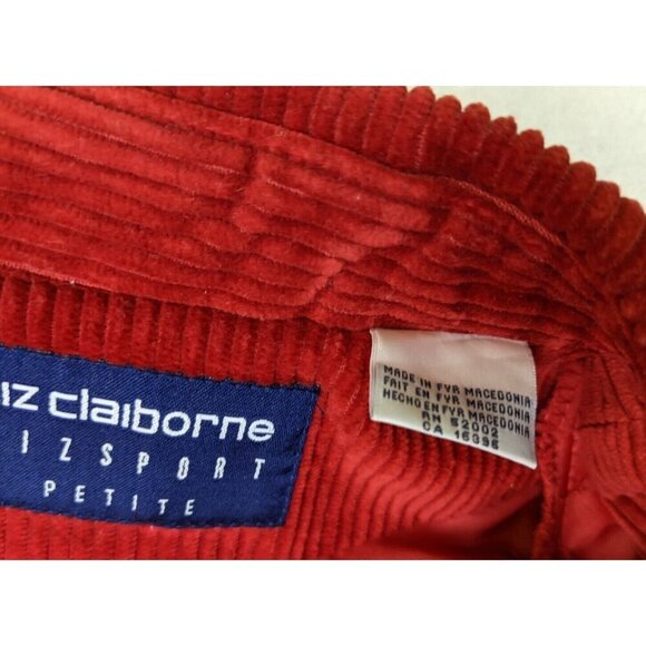Liz Claiborne Women's Jacket PM Petite Medium Red Corduroy Button - Picture 8 of 11